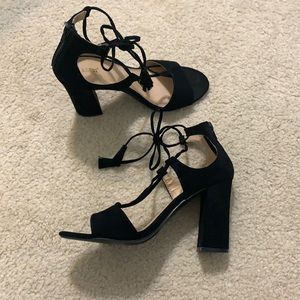 Black lace up heels